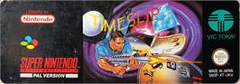 Top of cartridge artwork for Time Slip on the Nintendo SNES.